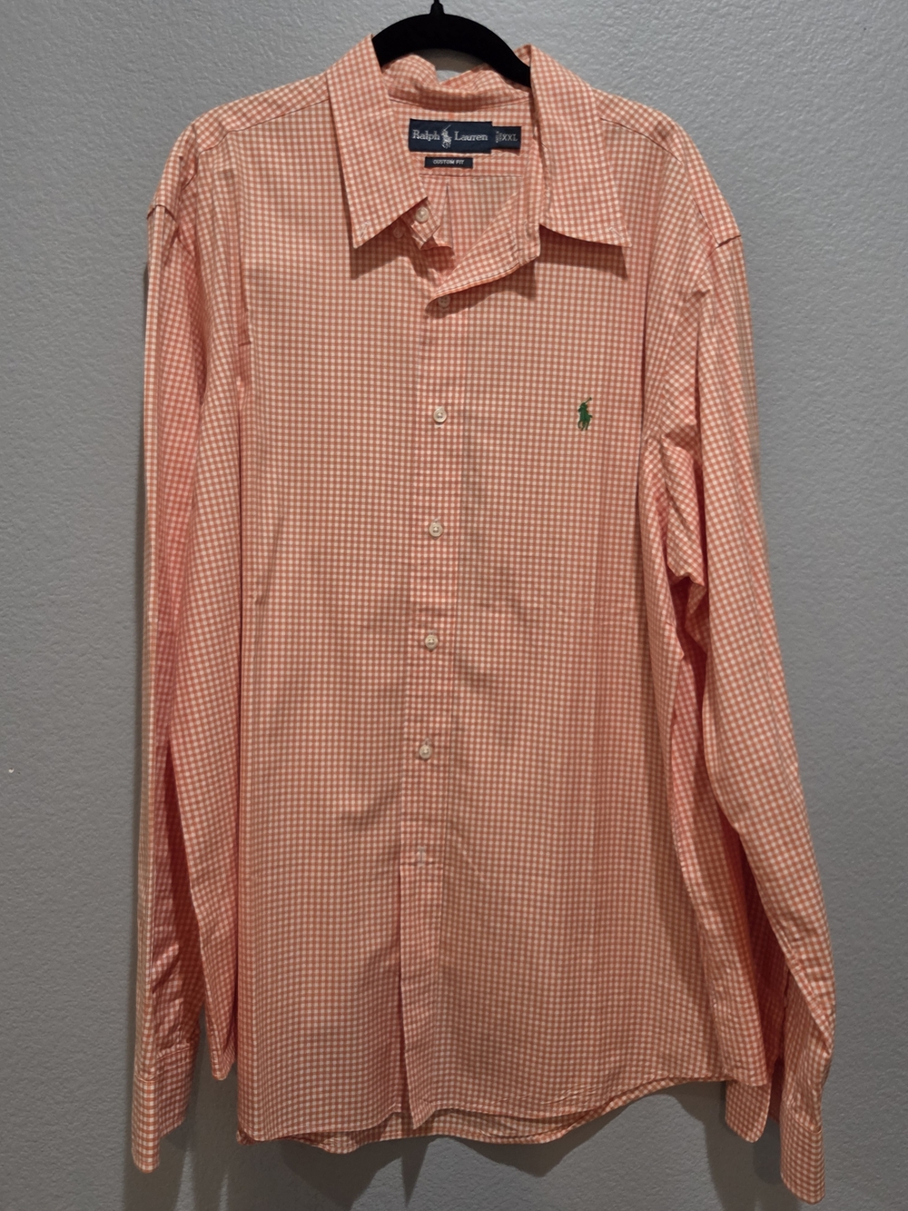 Ralph Lauren Orange Gingham Long-Sleeve Button-Down Shirt